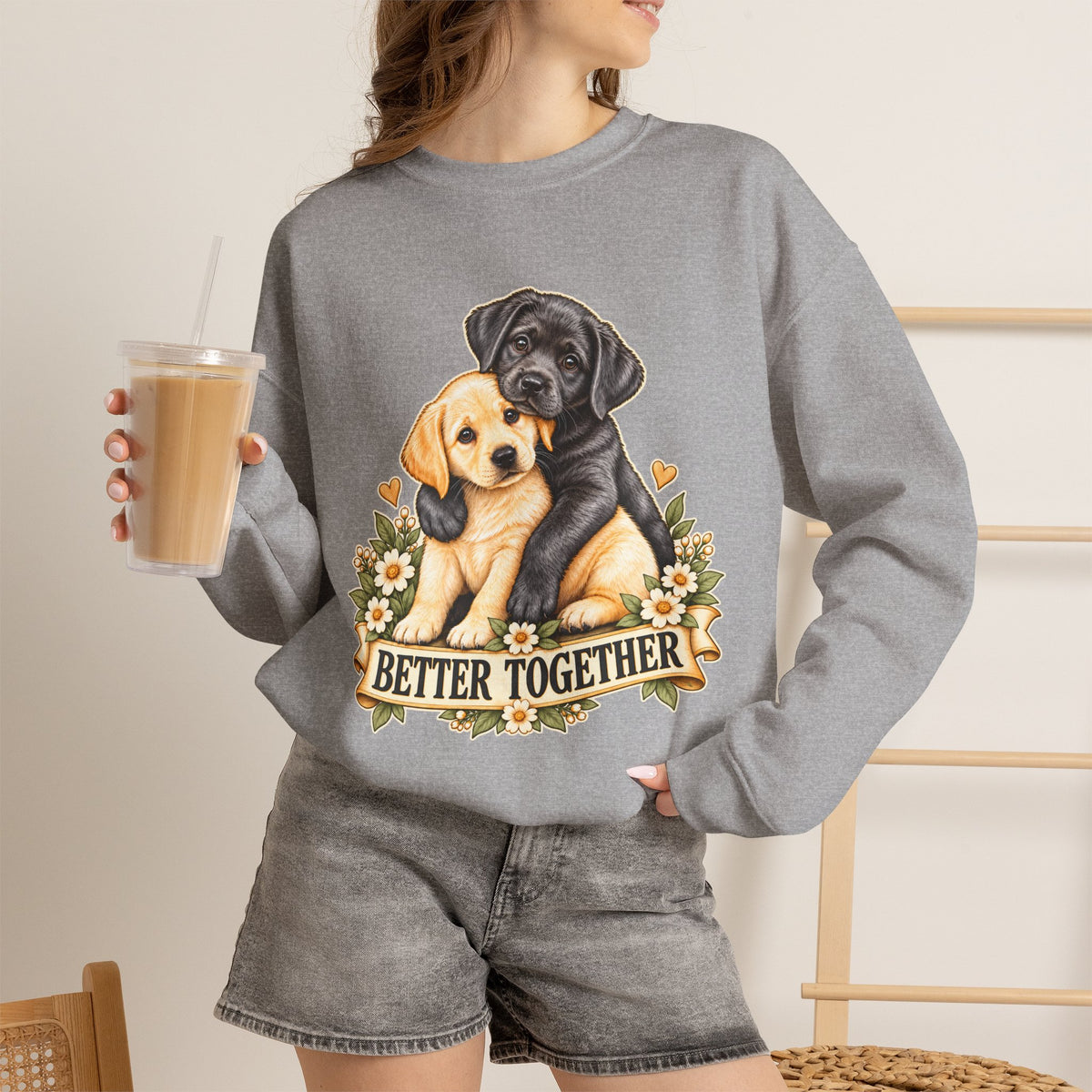 Better Together Puppy Crewneck Sweatshirt – Dog Lover Gift