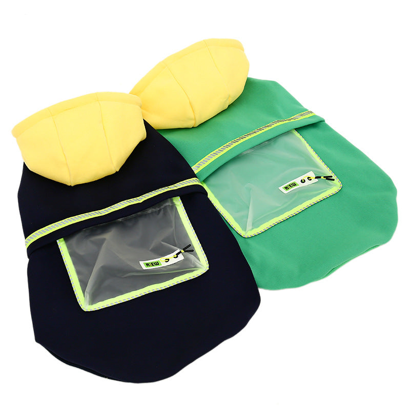Three colorful pouches with clear windows on a white background