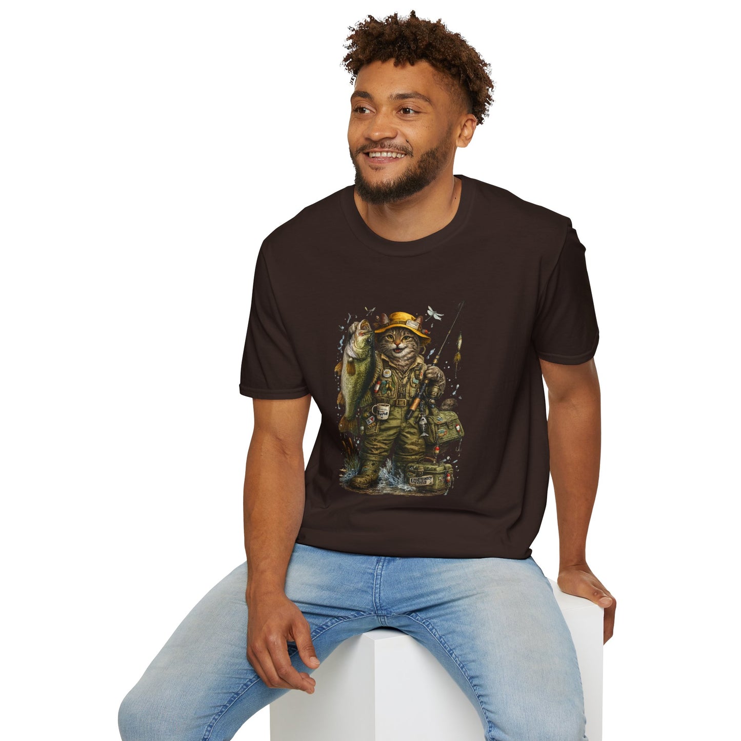 Funny Fishing Cat T-Shirt | Bass Fishing Cat Tee | Fisherman Gift |