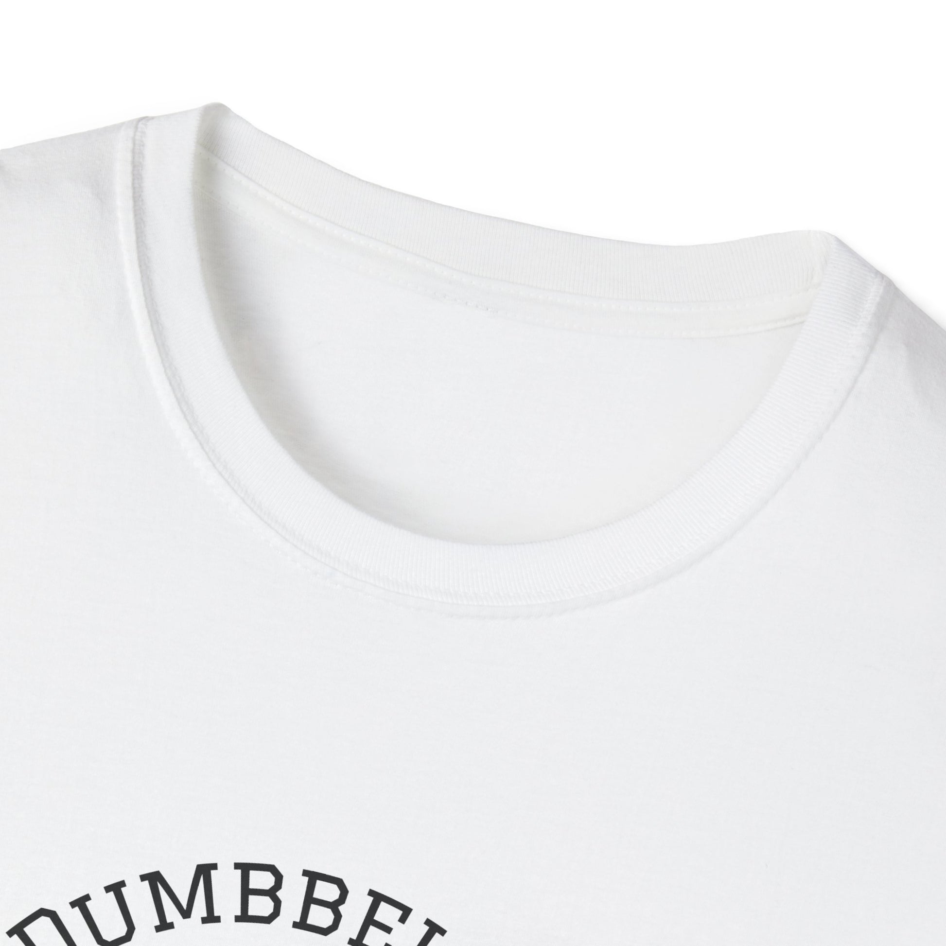 Close-up of a white t-shirt with 'NUMBEBE' printed on it.