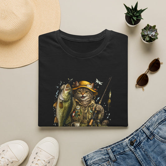 Funny Fishing Cat T-Shirt | Bass Fishing Cat Tee | Fisherman Gift |