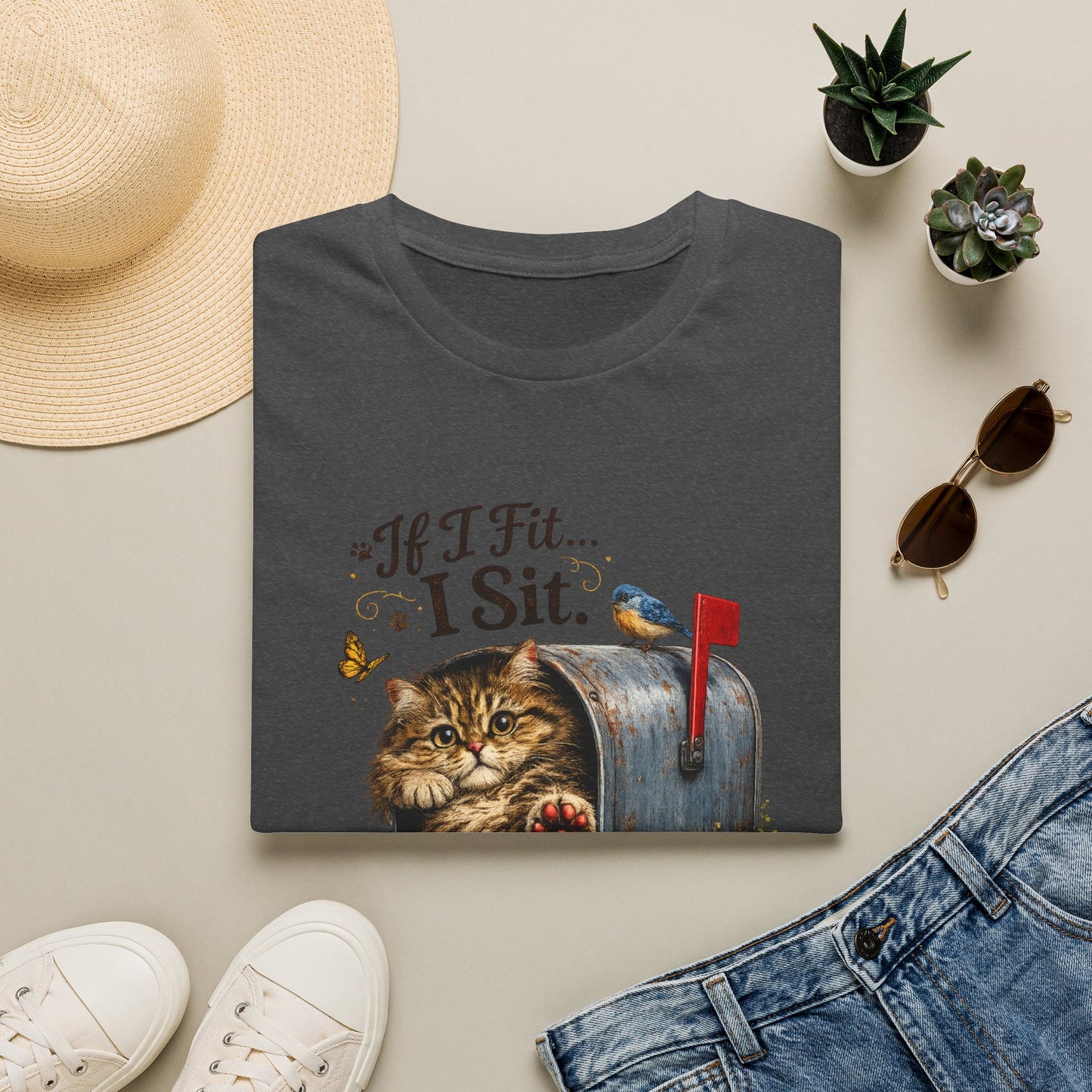 If I Fit... I Sit |  Mailbox Cat Shirt | Funny Mailbox Kitty Tee | Cute Cat Lover Gift