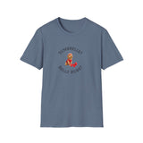 Goldendoodle Dog Lover Workout Tee – “Belly Rubs or Dumbbells?” showcasing a cute pup and playful text.
