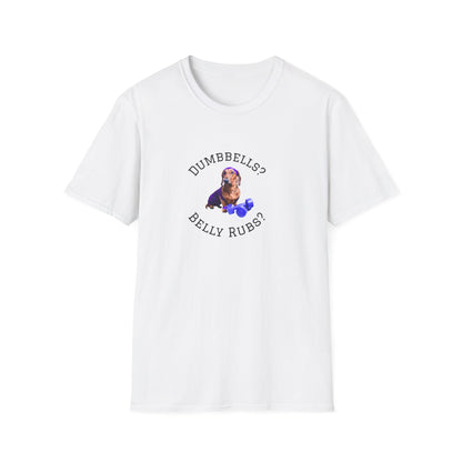 White t-shirt with 'Flowers Feed Dinner' text on a white background