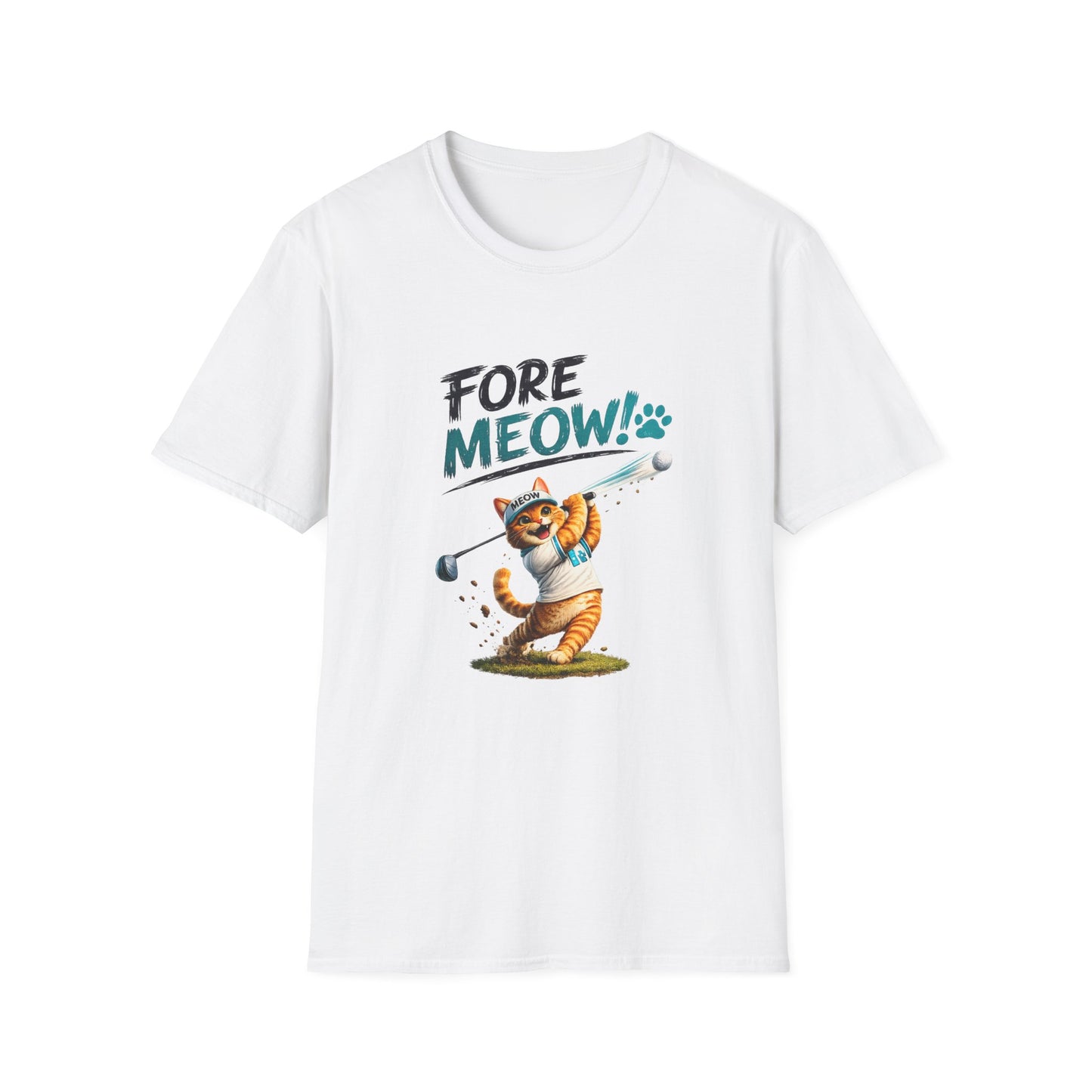 Fore Meow funny cat golf T-shirt – White