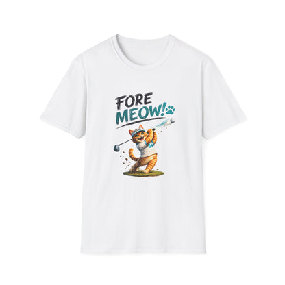 Fore Meow funny cat golf T-shirt – White