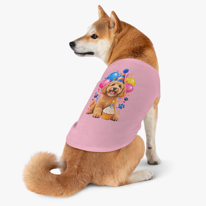 Cute  pink dog birthday shirt with party puppy and cupcake 