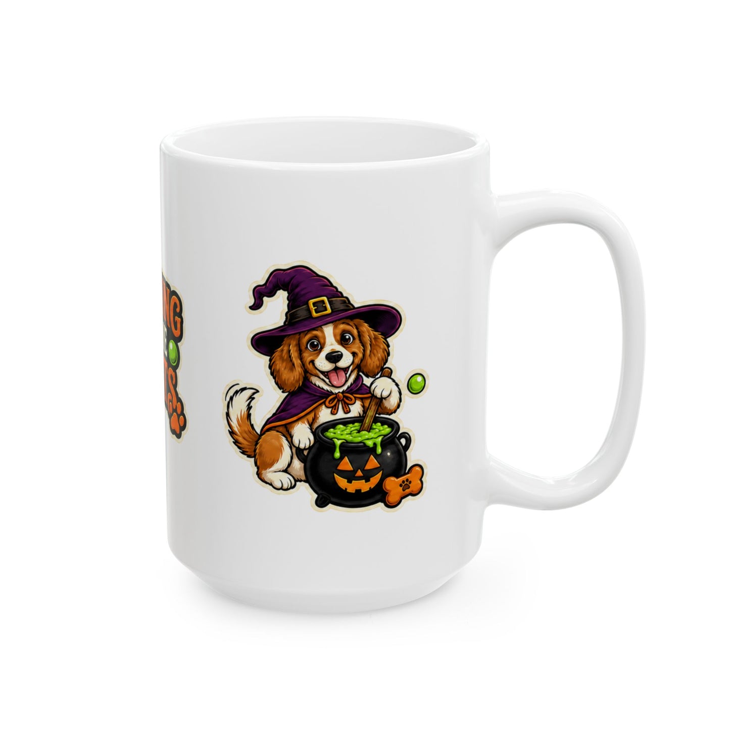 Brewing Up Some Treats Halloween Dog Mug – Witch Puppy Coffee Cupramic Mug, (11oz, 15oz)
