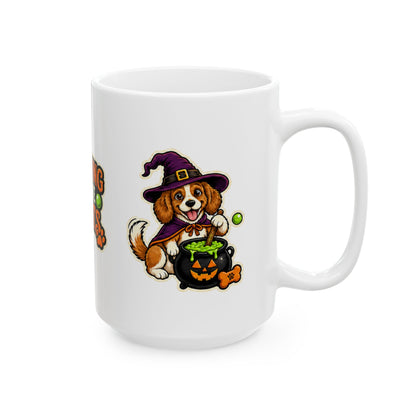 Brewing Up Some Treats Halloween Dog Mug – Witch Puppy Coffee Cupramic Mug, (11oz, 15oz)