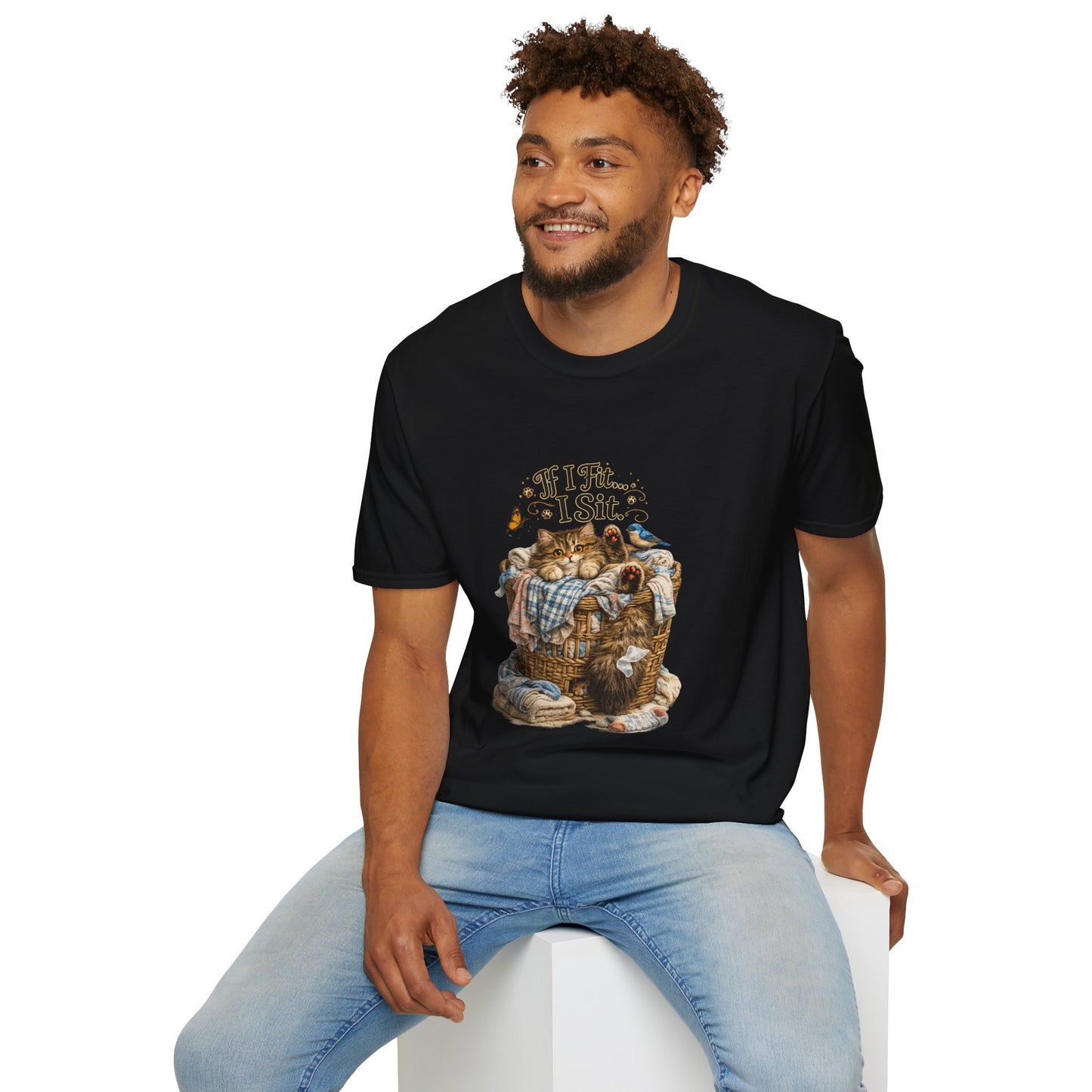 If I Fit... I Sit.™ Laundry Basket Cat Shirt | Funny Laundry Kitty Tee | Cute Cat Lover Gift