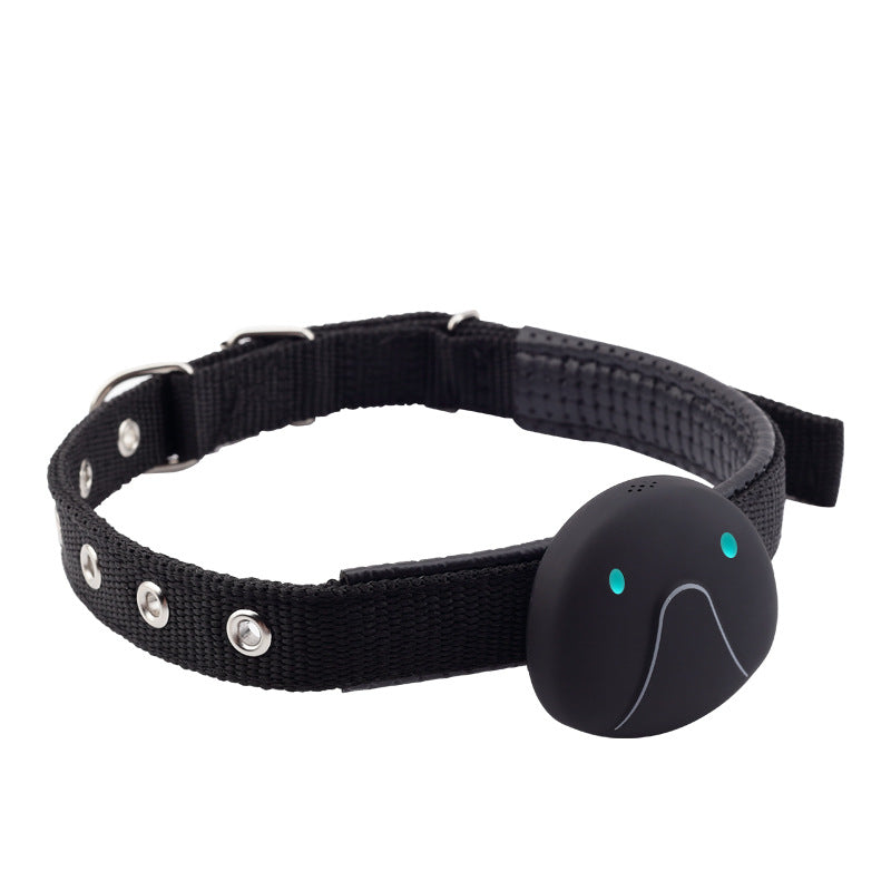 Black dog collar with a electronic device on a white background