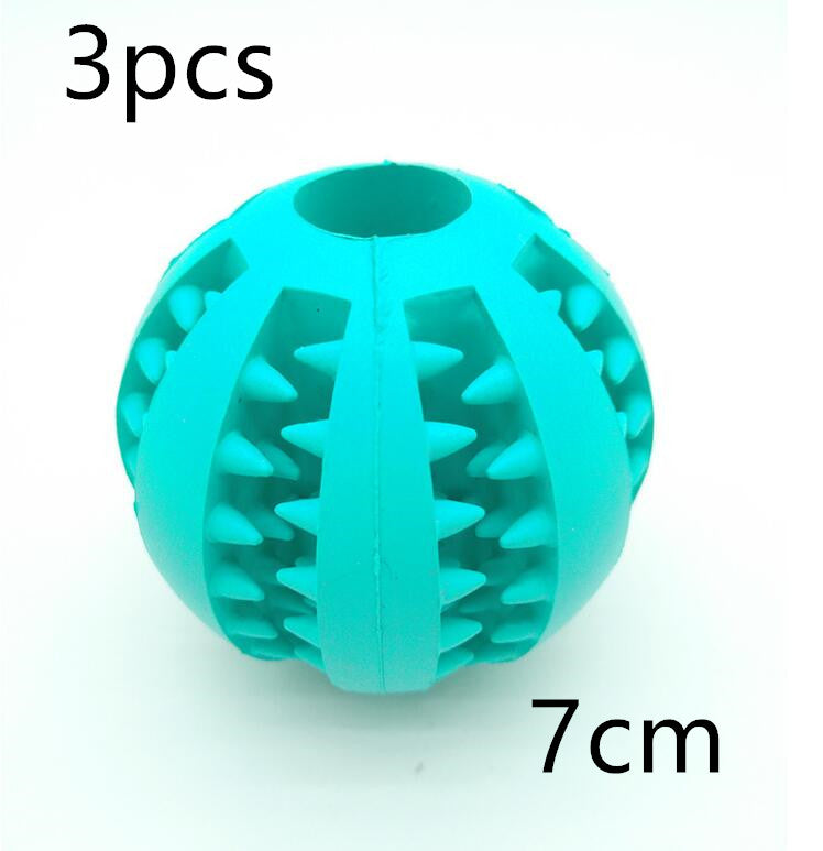 Turquoise rubber ball with textured surface on a white background