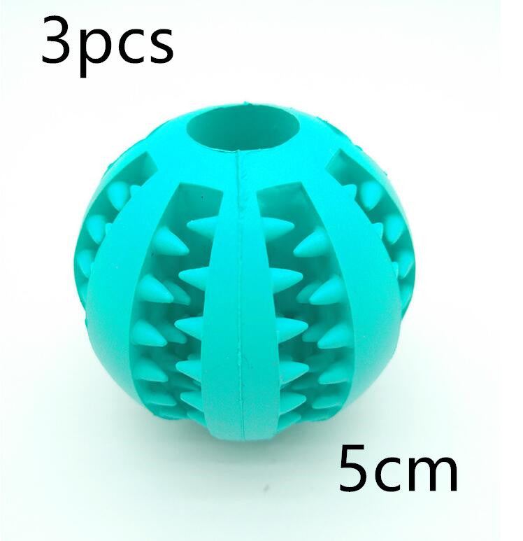 Turquoise rubber ball with textured surface on a white background