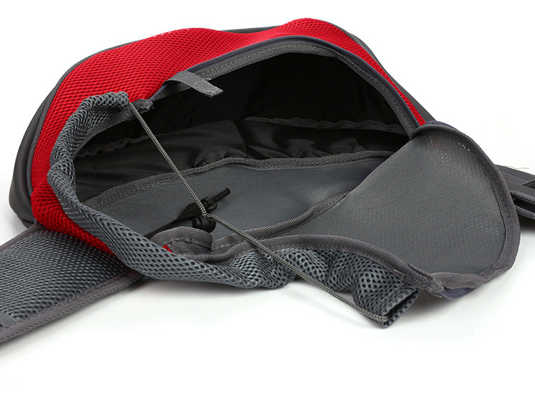 Red and gray dog carrier on a white background
