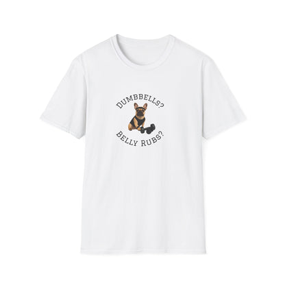 Copy of French Bulldog Dog Lover Workout Tee –“Belly Rubs or Dumbbells?”