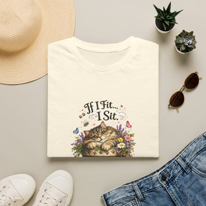 If I Fit... I Sit™ Flower Pot Cat Shirt | Funny Gardening Cat Tee | Plant Lover Gift