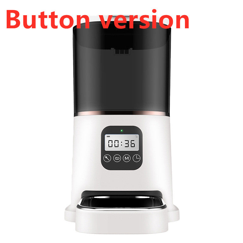 White and black electronic device with digital display on a white background, labeled 'Button version'.