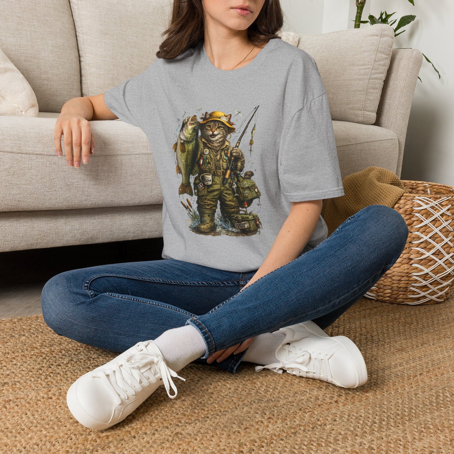 Funny Fishing Cat T-Shirt | Bass Fishing Cat Tee | Fisherman Gift |