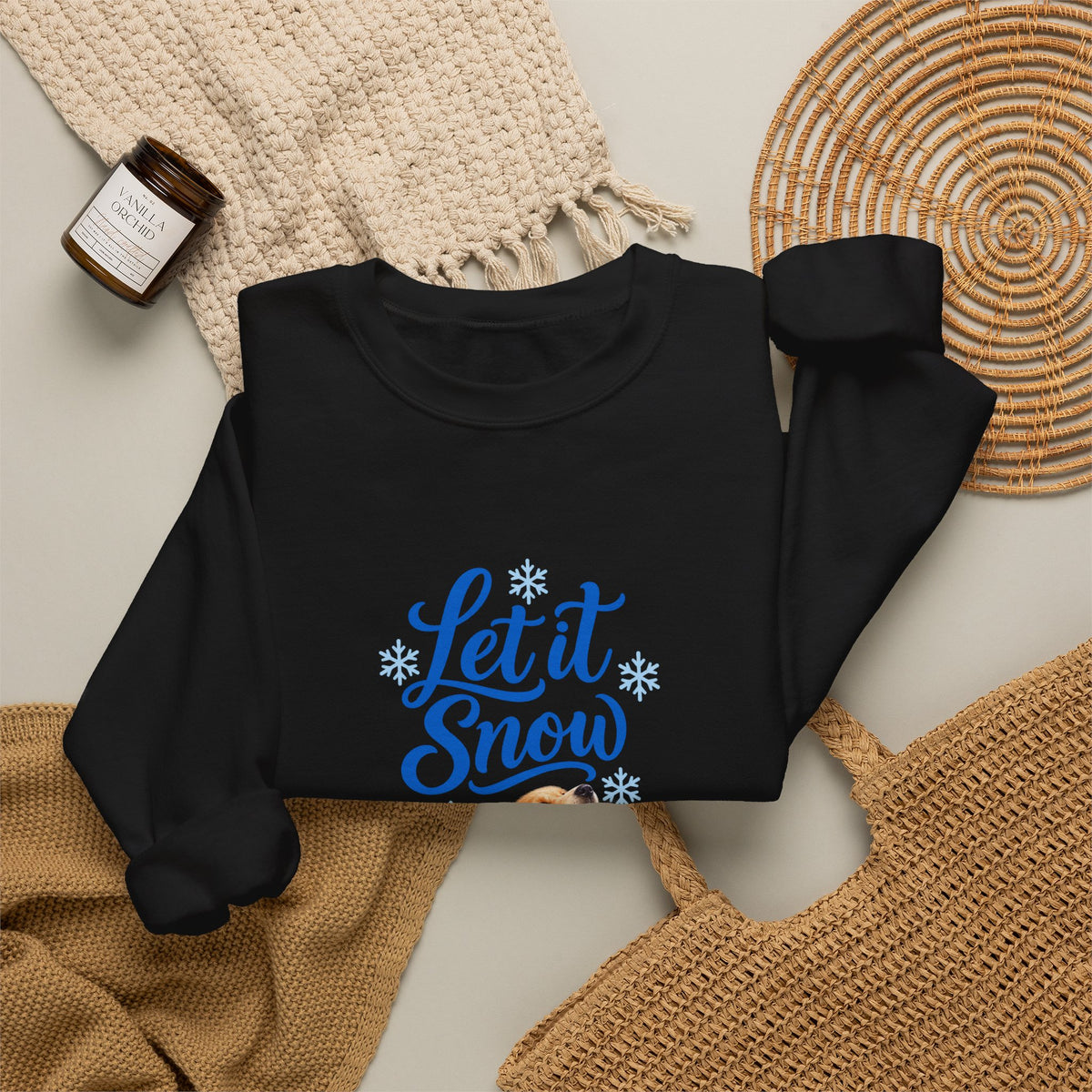 Let It Snow Golden Retriever Puppy Sweatshirt | Unisex Winter Crewneck