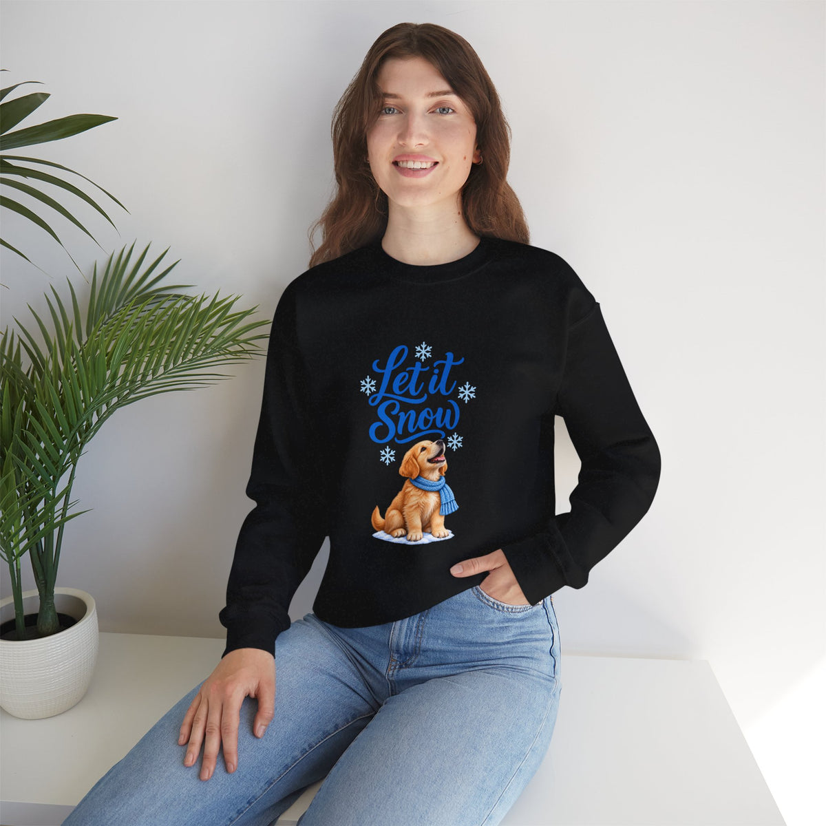 Let It Snow Golden Retriever Puppy Sweatshirt | Unisex Winter Crewneck