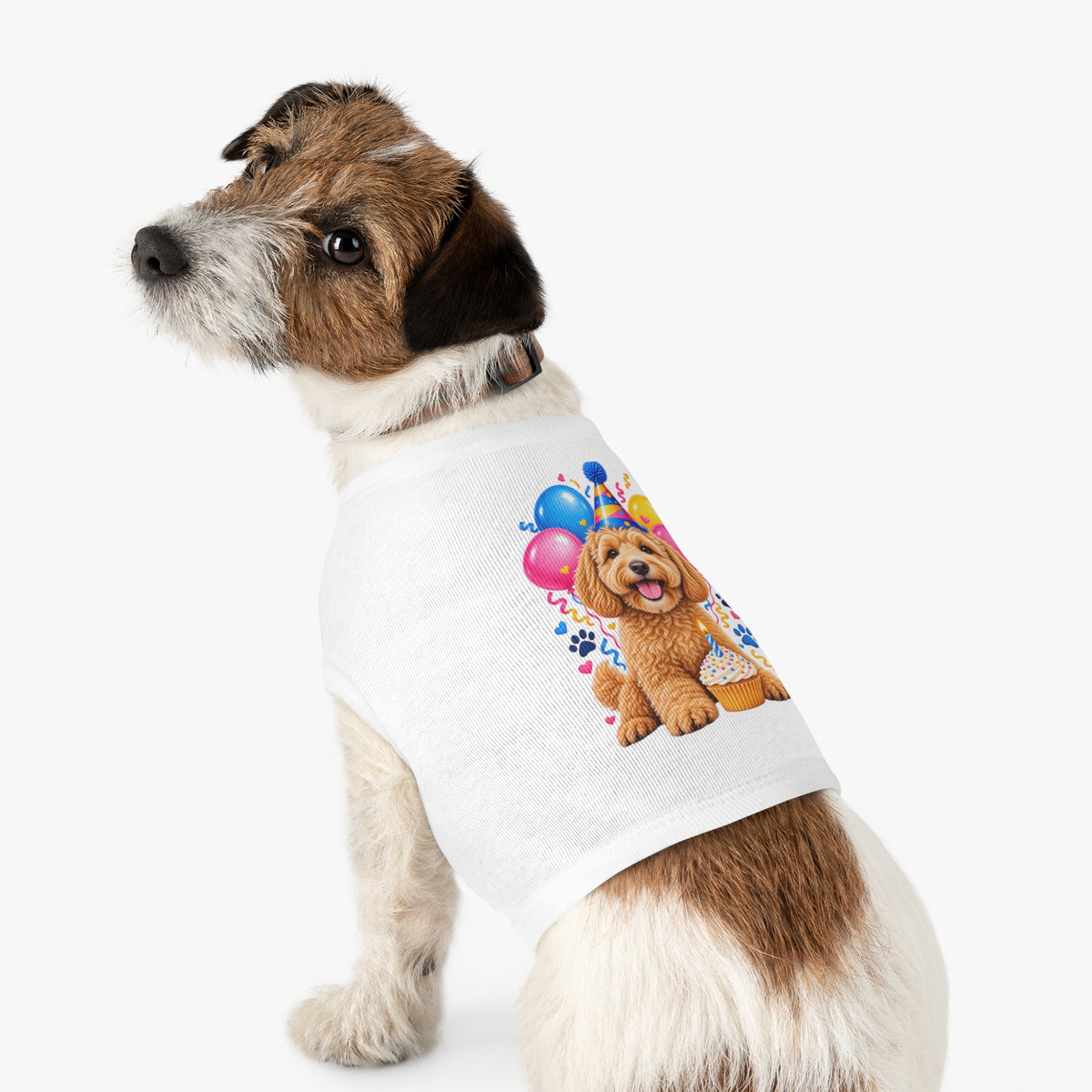 Dog birthday tank top available in white black pink and heather