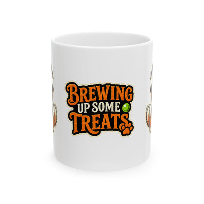 Brewing Up Some Treats Halloween Dog Mug – Witch Puppy Coffee Cupramic Mug, (11oz, 15oz)