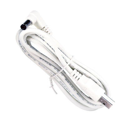 White USB cable on a white background