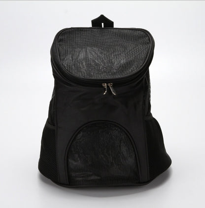 Black pet carrier backpack on a white background