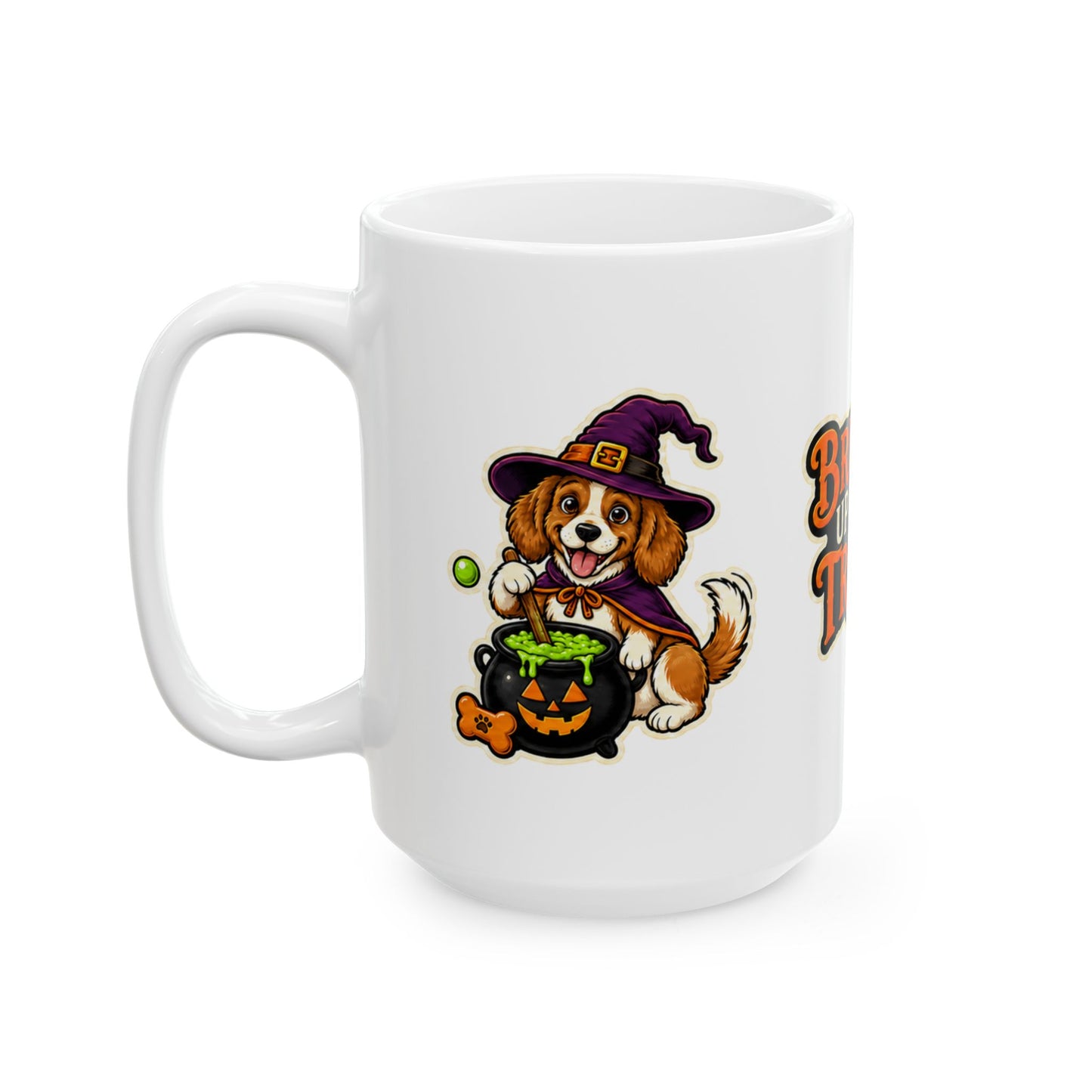Brewing Up Some Treats Halloween Dog Mug – Witch Puppy Coffee Cupramic Mug, (11oz, 15oz)
