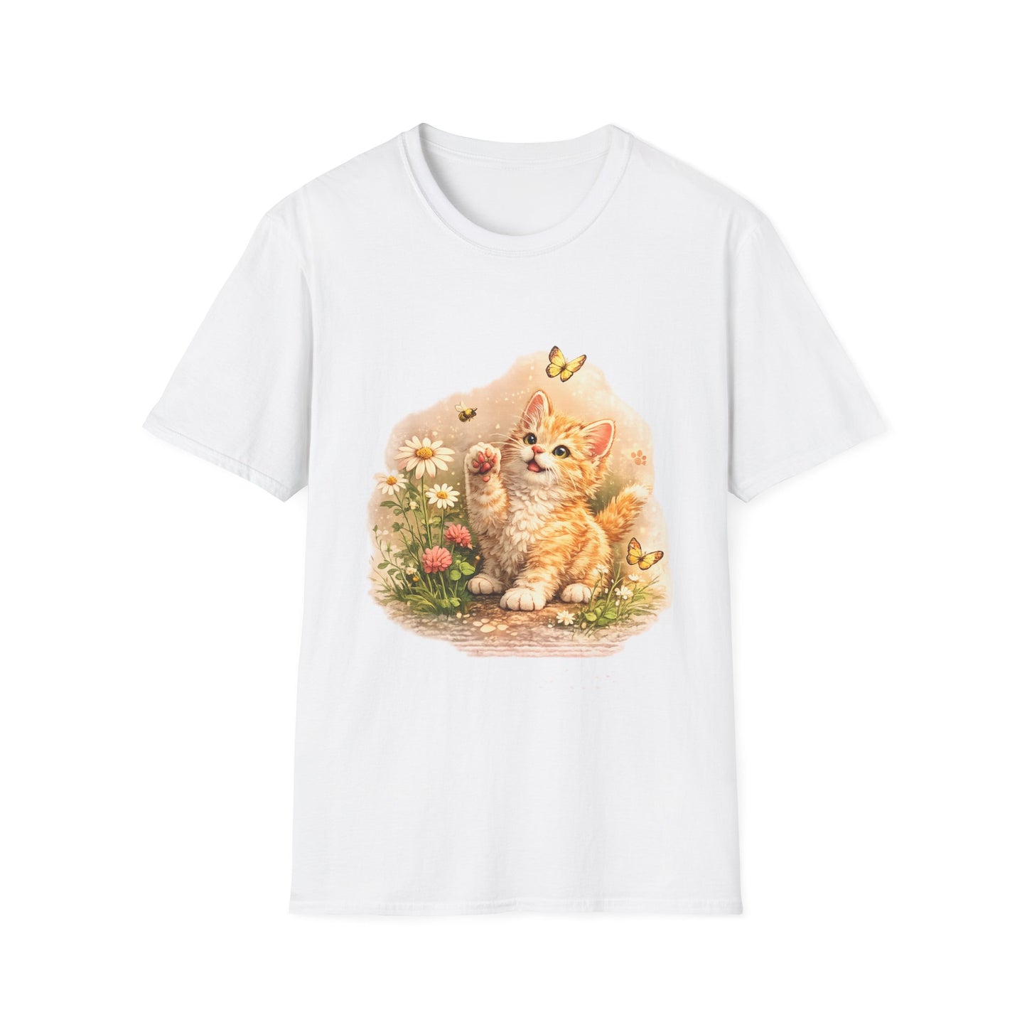 Cute Kitten Flower Garden T-Shirt