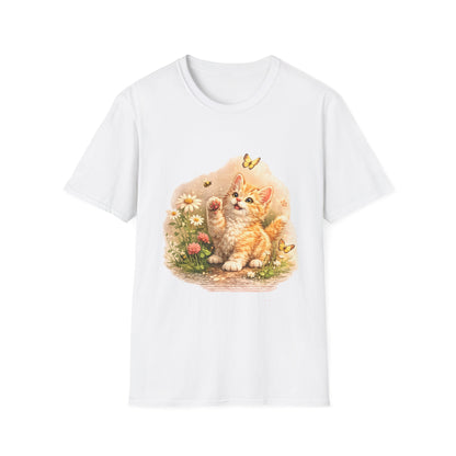 Cute Kitten Flower Garden T-Shirt