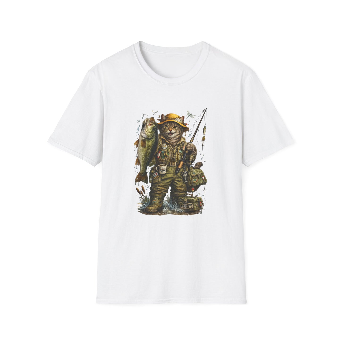 Funny Fishing Cat T-Shirt | Bass Fishing Cat Tee | Fisherman Gift |