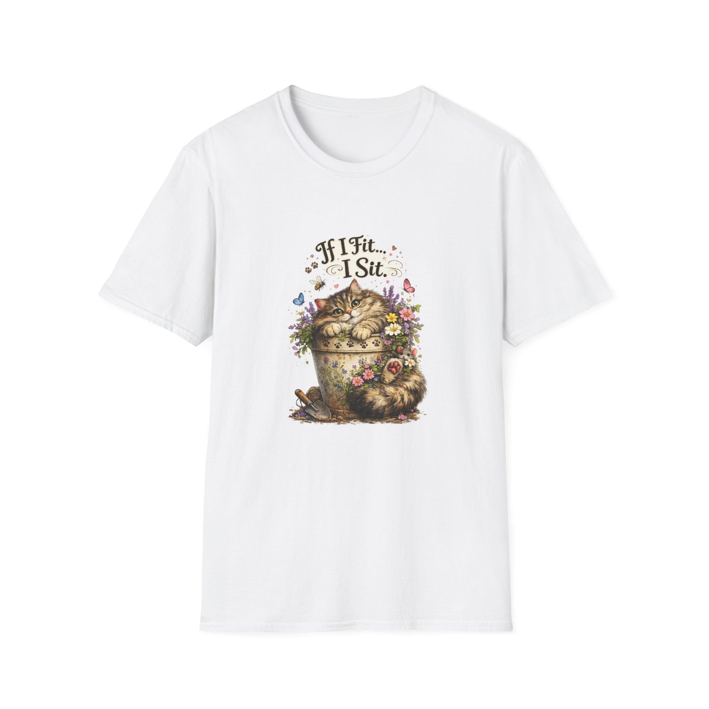 If I Fit... I Sit™ Flower Pot Cat Shirt | Funny Gardening Cat Tee | Plant Lover Gift
