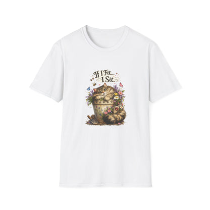 If I Fit... I Sit™ Flower Pot Cat Shirt | Funny Gardening Cat Tee | Plant Lover Gift