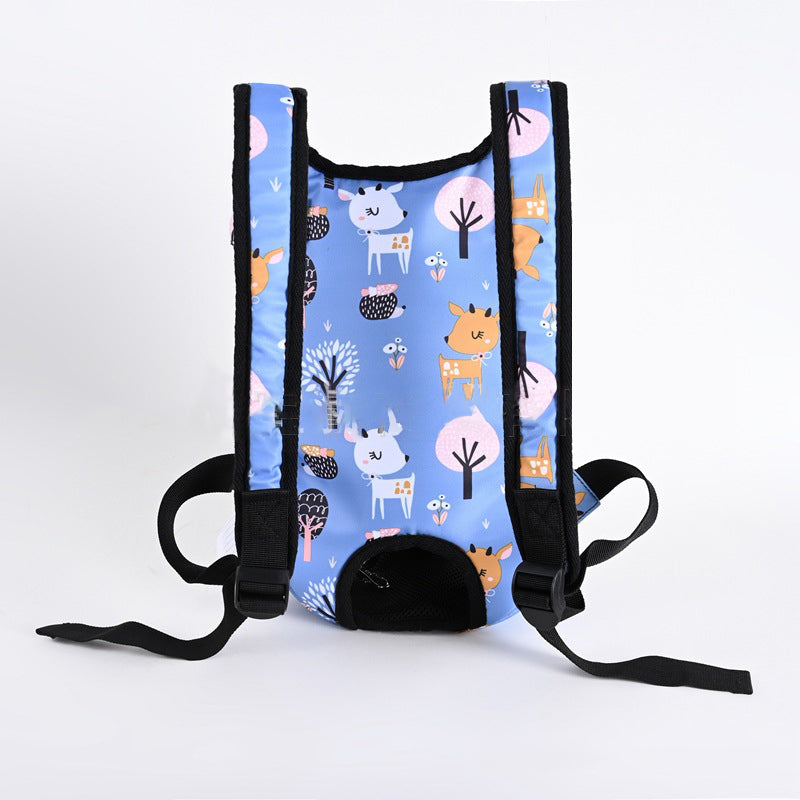 Children's backpack with animal pattern on a white background
