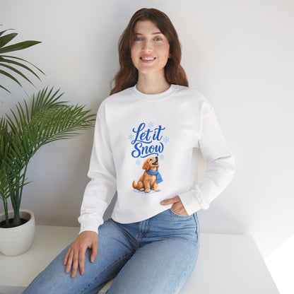 Let It Snow Golden Retriever Puppy Sweatshirt | Unisex Winter Crewneck