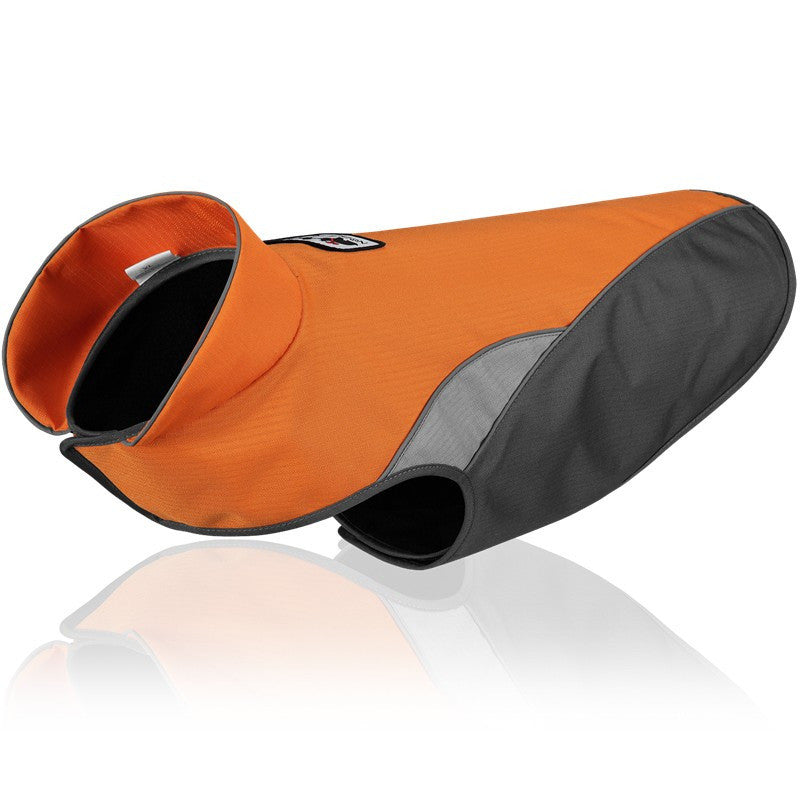 Orange and black motorcycle seat cover on a white background