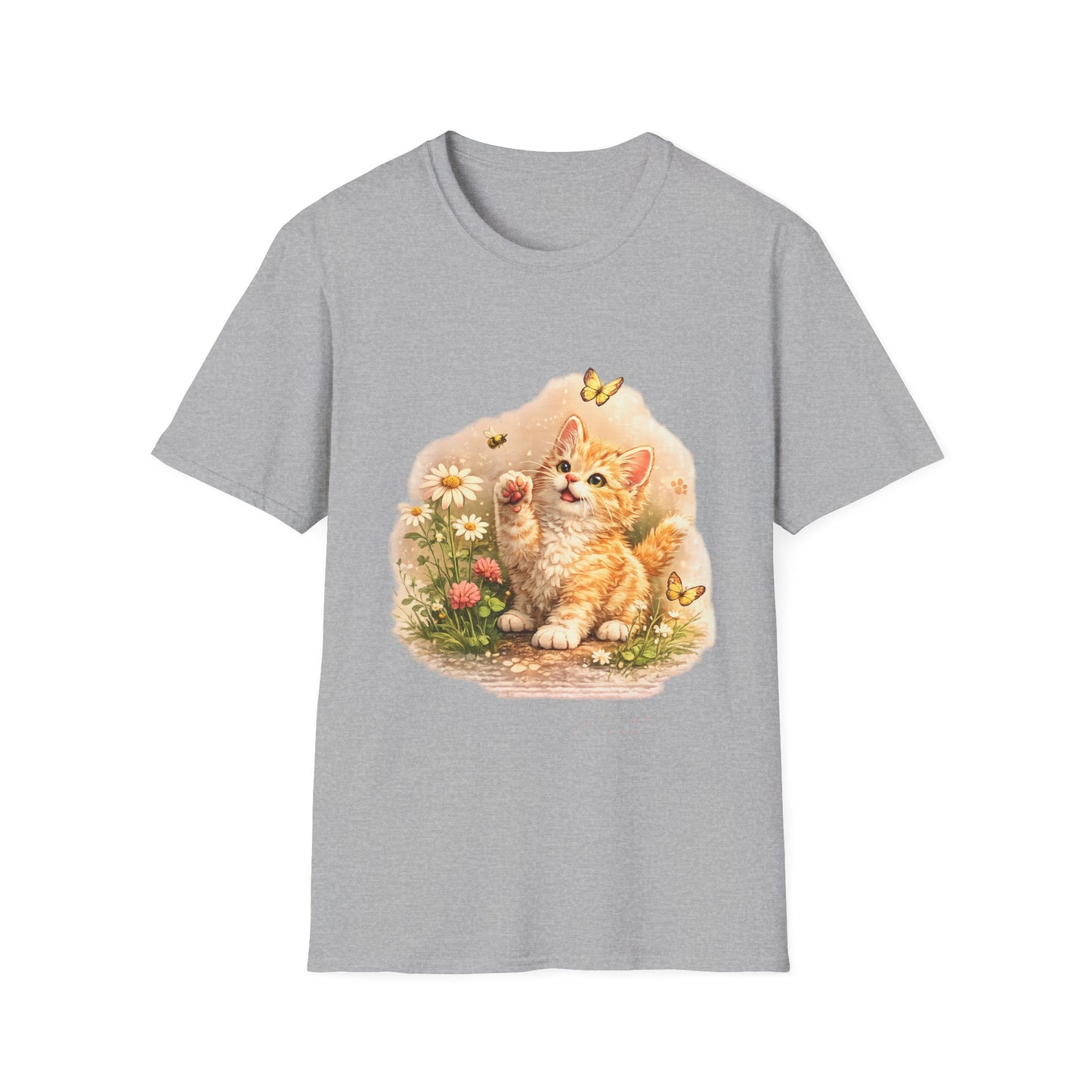 Cute Kitten Flower Garden T-Shirt