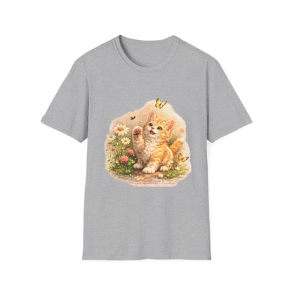 Cute Kitten Flower Garden T-Shirt