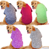 Dog wearing different colored shirts on a white background