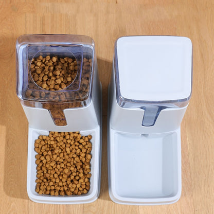 Double Pet Bowl with Automatic Feeder and Waterer