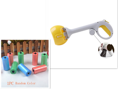 Pet leash and collar set with colorful plastic clips on a white background