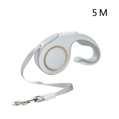 Retractable dog leash with white handle and 3-meter length on a white background