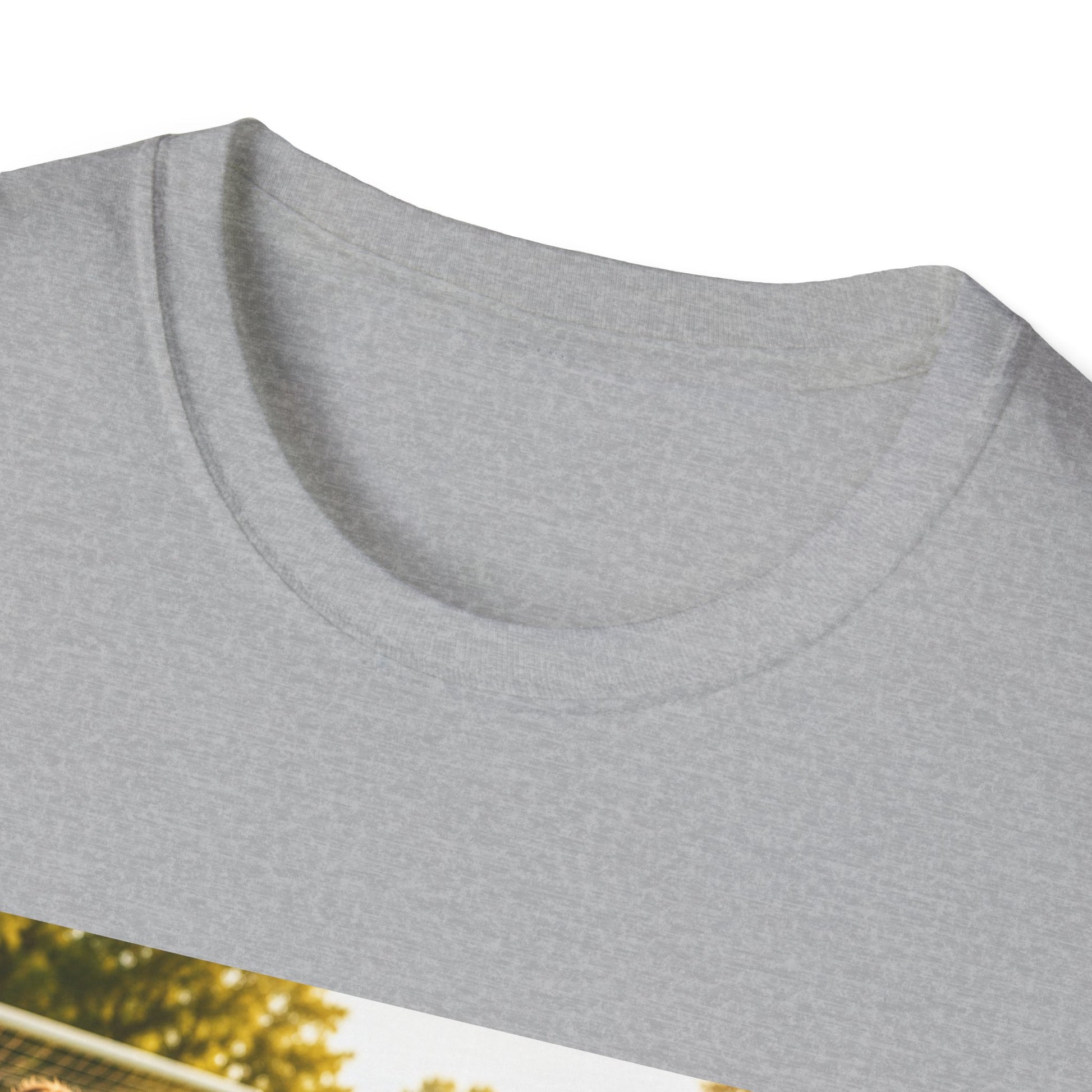 View of ollar of a gray t-shirt