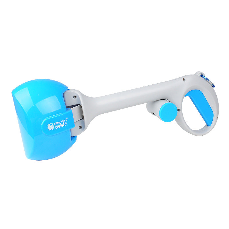 Blue and white pet grooming tool on a white background