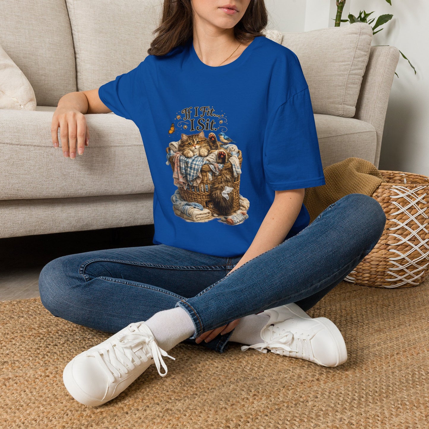 If I Fit... I Sit.™ Laundry Basket Cat Shirt | Funny Laundry Kitty Tee | Cute Cat Lover Gift