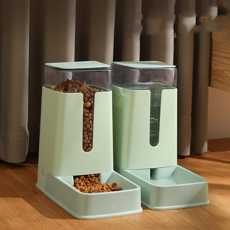 Double Pet Bowl with Automatic Feeder and Waterer