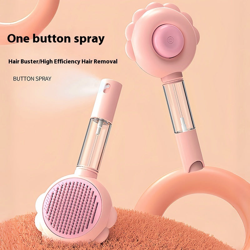 Pink hair removal device with text on a peach background