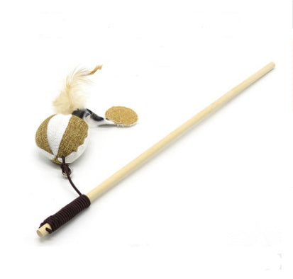 Handmade Wooden Cat Wand Toy