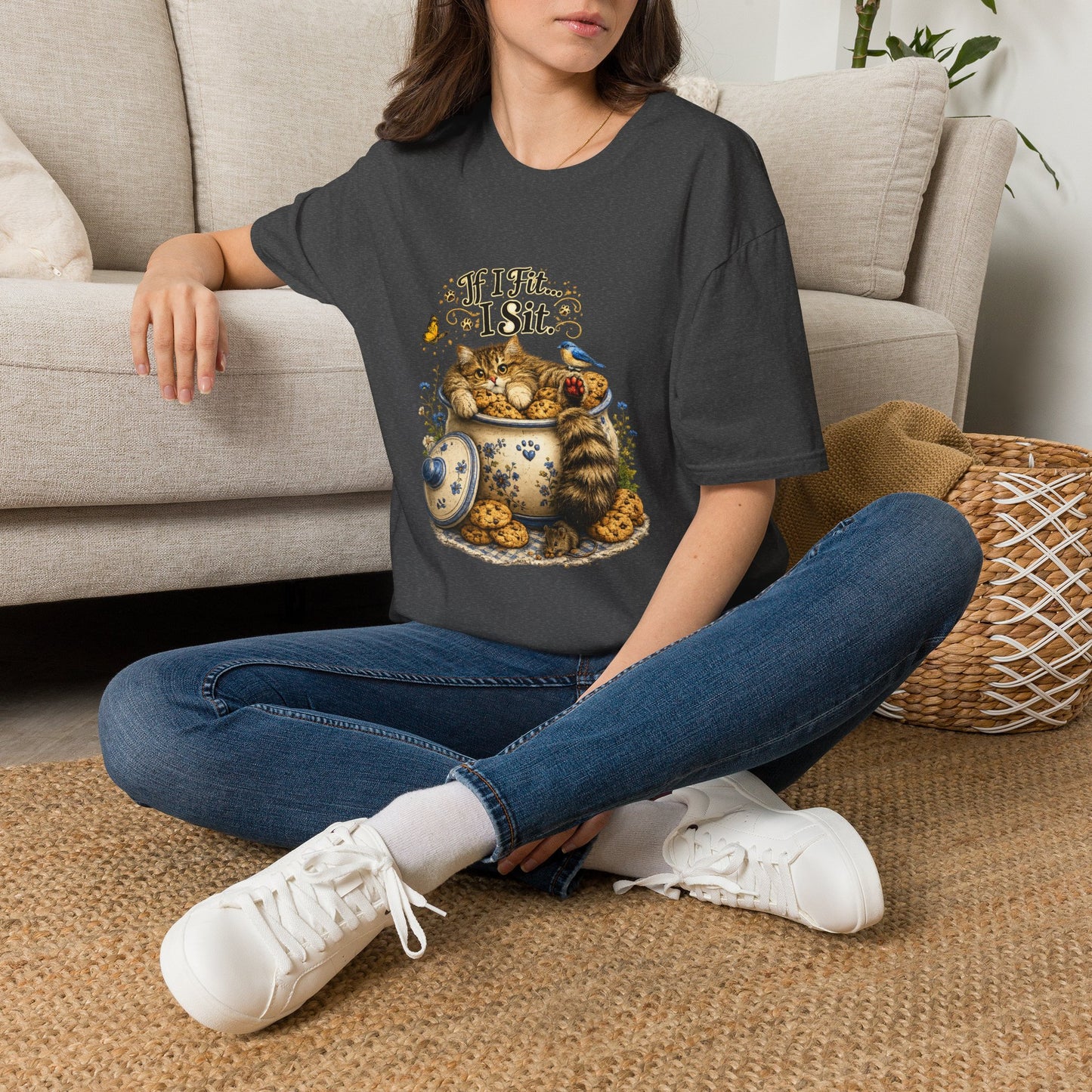 If I Fit... I Sit | Cookie Jar Cat Shirt | Funny Baking Kitty Tee | Cute Cat Lover Gift
